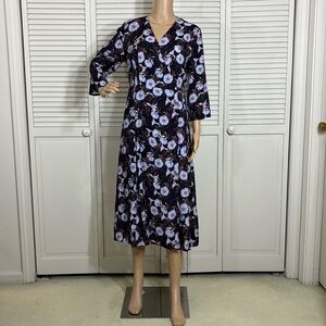 J.Peterman Lake Lucerne Wrap Floral Midi Dress Medium